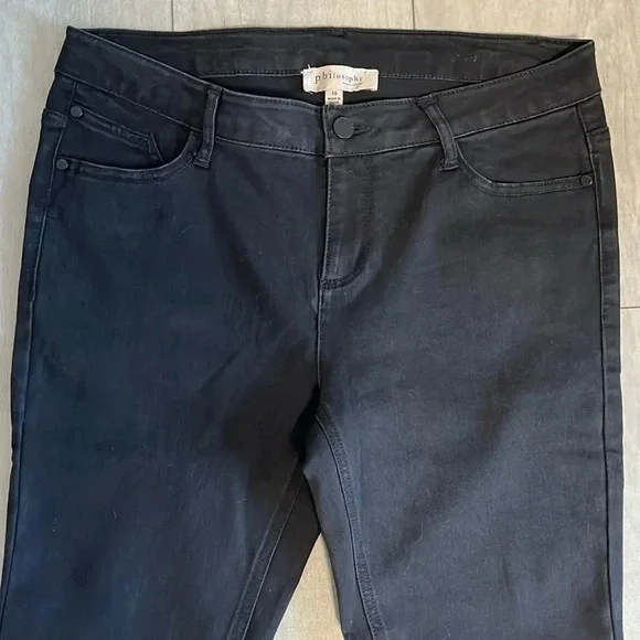 NWOT PHILOSOPHY Flared Black Red Heart Pocket Mid-Rise Denim Jeans, Size 10 - Picture 5 of 10